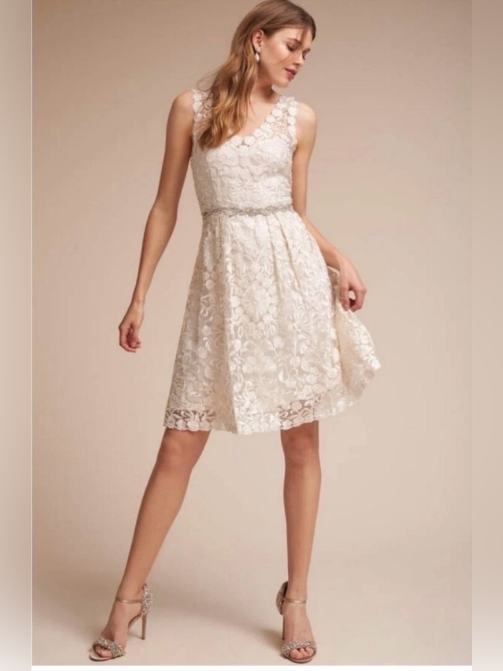 BHLDN Collins Floral Embroidered Silk-Blend Mini Dress